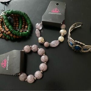 Paparazzi Green and Brown Beaded Bracelet Set